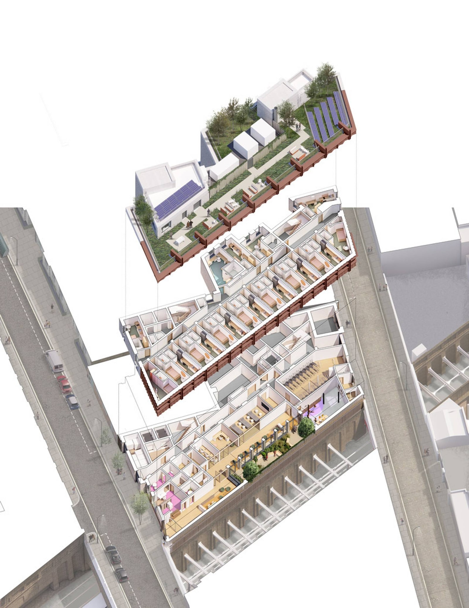 Cutaway axonometric of Britannia Street