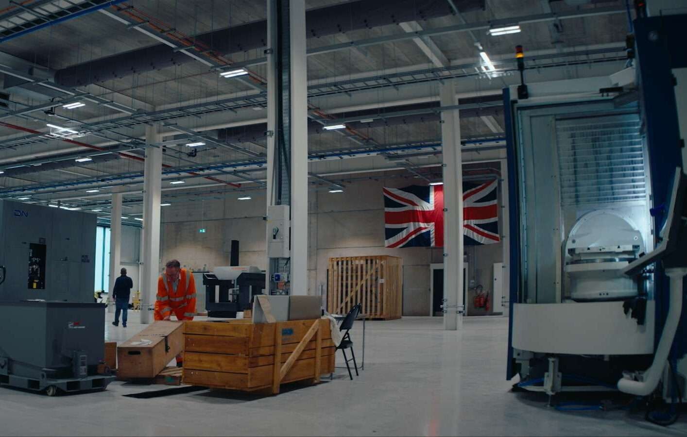 Precision manufacturing equipment on the factory floor at Isembard Southwark