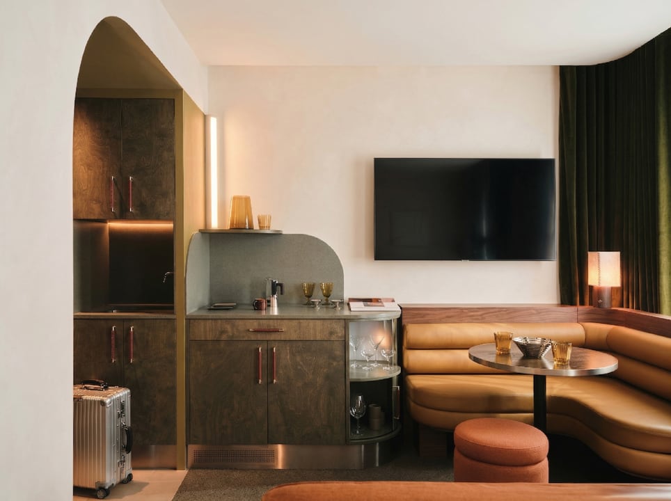 Guest room living area at The Resident Hotel Soho